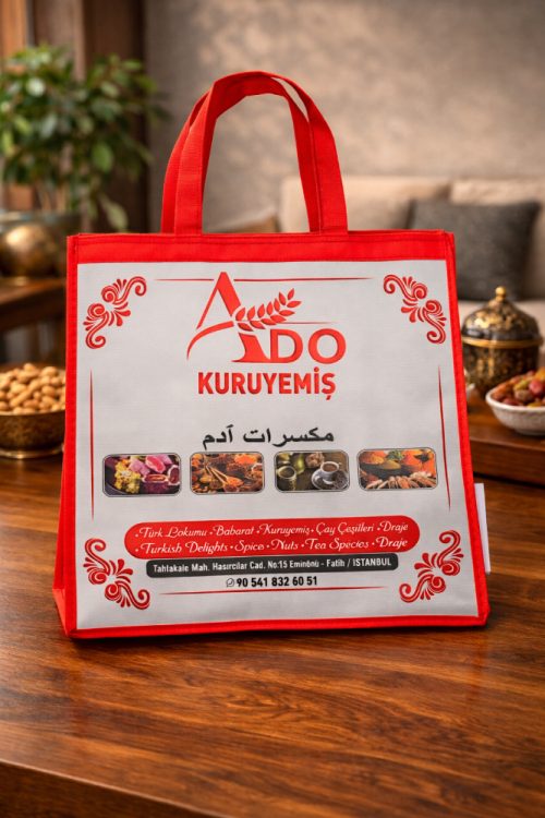 Renkli Baskılı Mağaza Bez Çanta