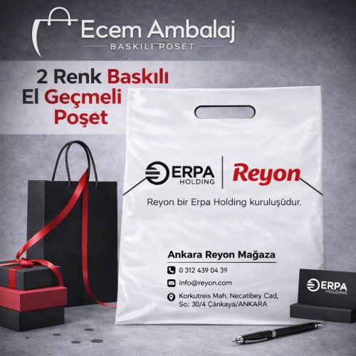 2 renk baskılı el geçmeli poşet modeli, özel baskılı promosyon poşeti – Ecem Ambalaj