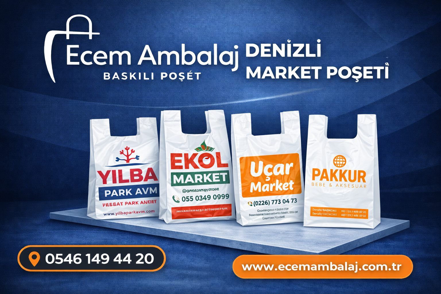 Denizli baskılı market poşeti üretimi logo baskılı market poşeti imalatı Ecem Ambalaj