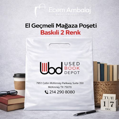 2 renk baskılı el geçmeli mağaza poşeti modeli Ecem Ambalaj üretimi