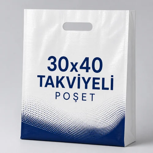 30x40 takviyeli poşet baskılı dayanıklı mağaza alışveriş poşeti